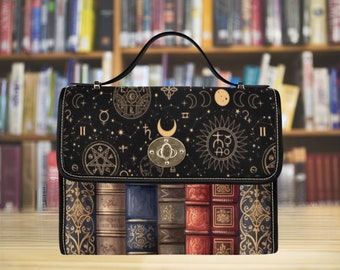Celestial Book Purse, Dark Academia Book Bag, Book Satchel, Witchy Purse, Small Crossbody Bag, Library Bag, Book Lover Gift, Book Wallet