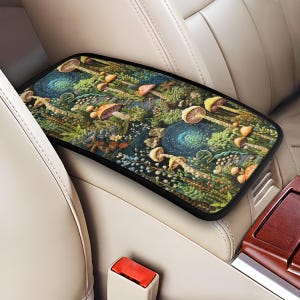 Mushroom Center Console Cover, Whimsical Forest Car Armrest Cover, Cottagecore Car Accessories for Women
