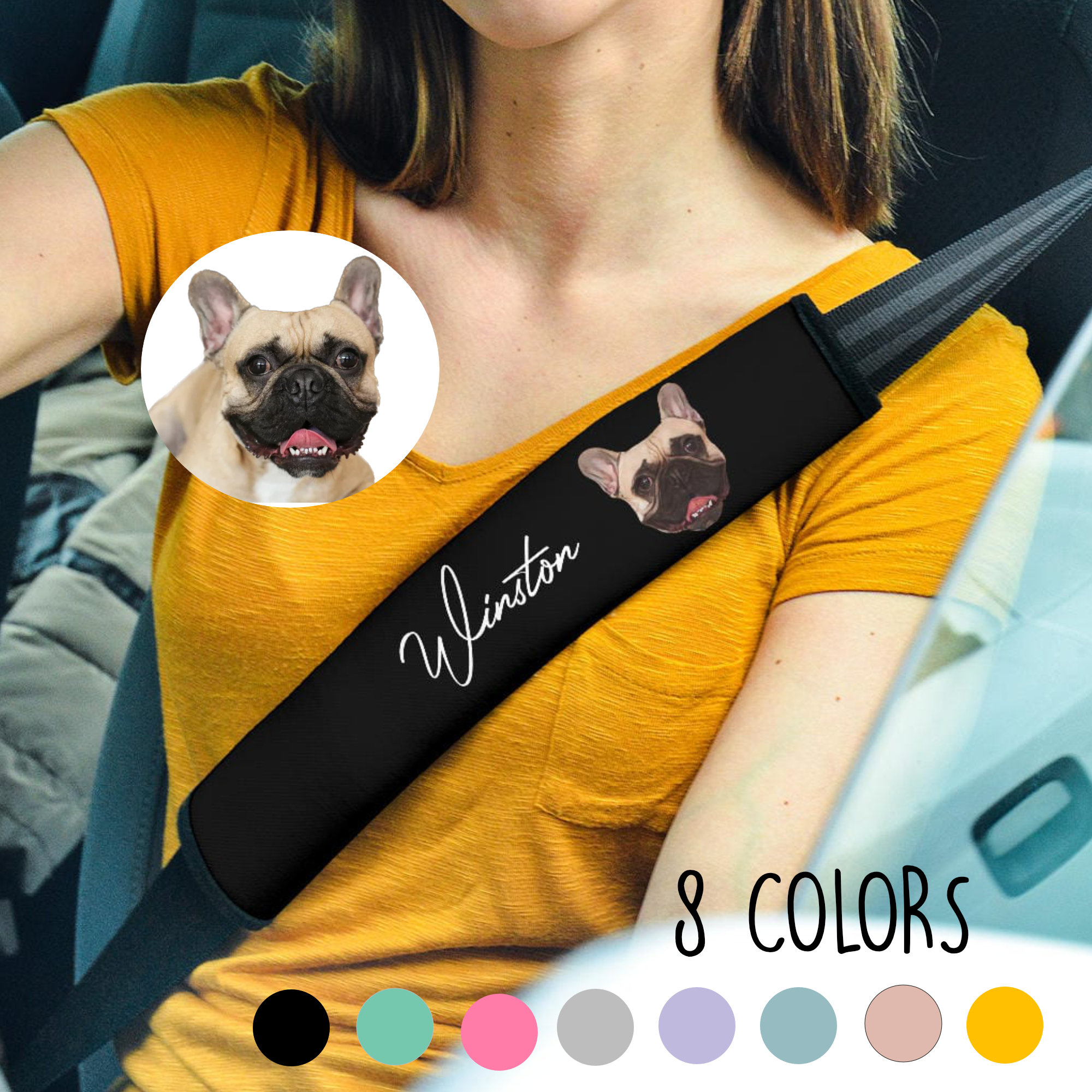 Geschenk für Hundemama, personalisierter Sicherheitsgurtbezug, Geschenk für Hundeliebhaber, Haustier-Erinnerungsgeschenk, personalisiertes Autozubehör, Weihnachtsgeschenk für Hunde