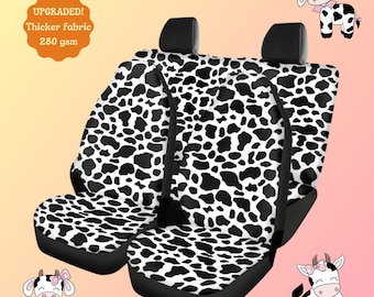 Koe print autostoelhoezen voor voertuig, stoelhoezen voor auto volledige set, koe auto-accessoires, koe auto decor, auto cadeau voor haar, koe decor voor auto