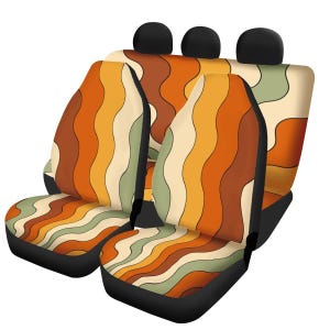 Juego completo de fundas para asientos de coche, fundas retro para asientos de coche, accesorios bohemios para coche, fundas para asientos de coche, accesorios para coche para mujeres, decoración bonita para coche Front + rear covers