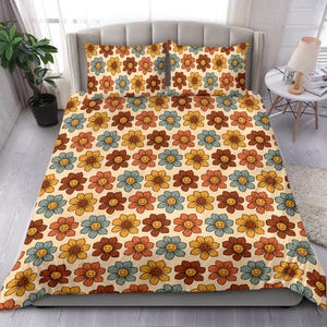 Flower Power Bedding, Retro Duvet Cover, Floral Duvet Cover, Duvet Cover Full, Duvet Cover Queen, Duvet Cover King, Duvet Cover Twin
