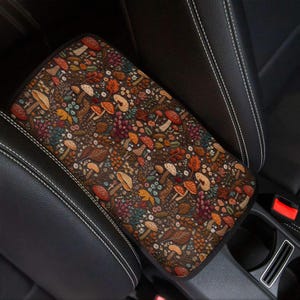 Mushroom Center Console Cover, Brown Car Center Console Cover, Interior Car Decor, Auto Center Console Lid Cover, Cute Car Accessories