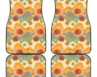 Flower Power Car Floor Mats, Hippie Car Mat, Car Accessories For Women, Stoner Gifts, Retro Car Accessories, Interior Car Decor, Cottagecore