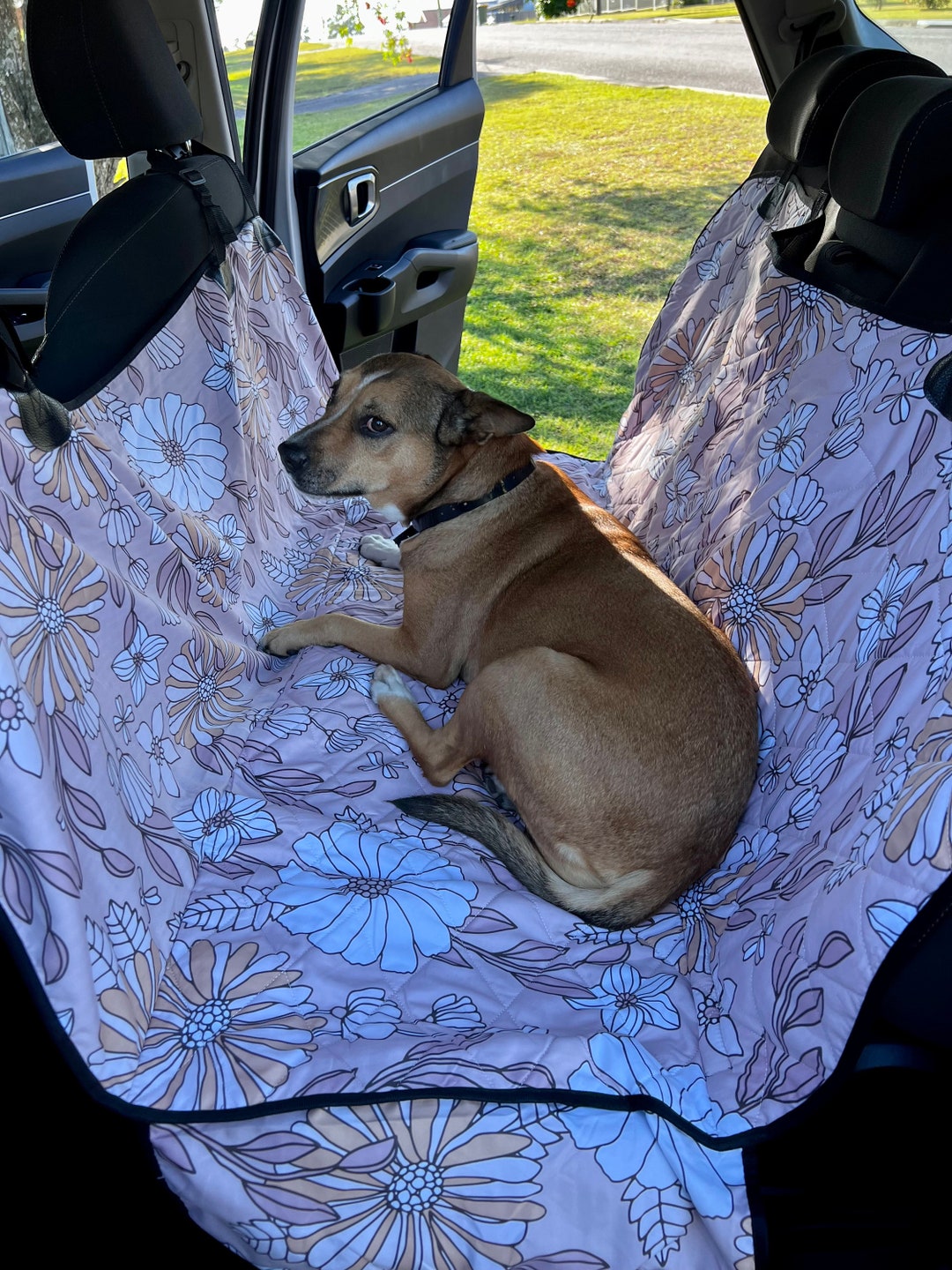 Boho Pet Seat Cover, Dog Travel Seat Protector, Floral Seat Cover for