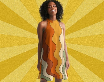Women's Halter Dress - 70's Disco Dress - Trippy Summer - Colorful High  Neck Dress - A-line - Sleeveless Dress - Groovy Psychedelia Print - Etsy