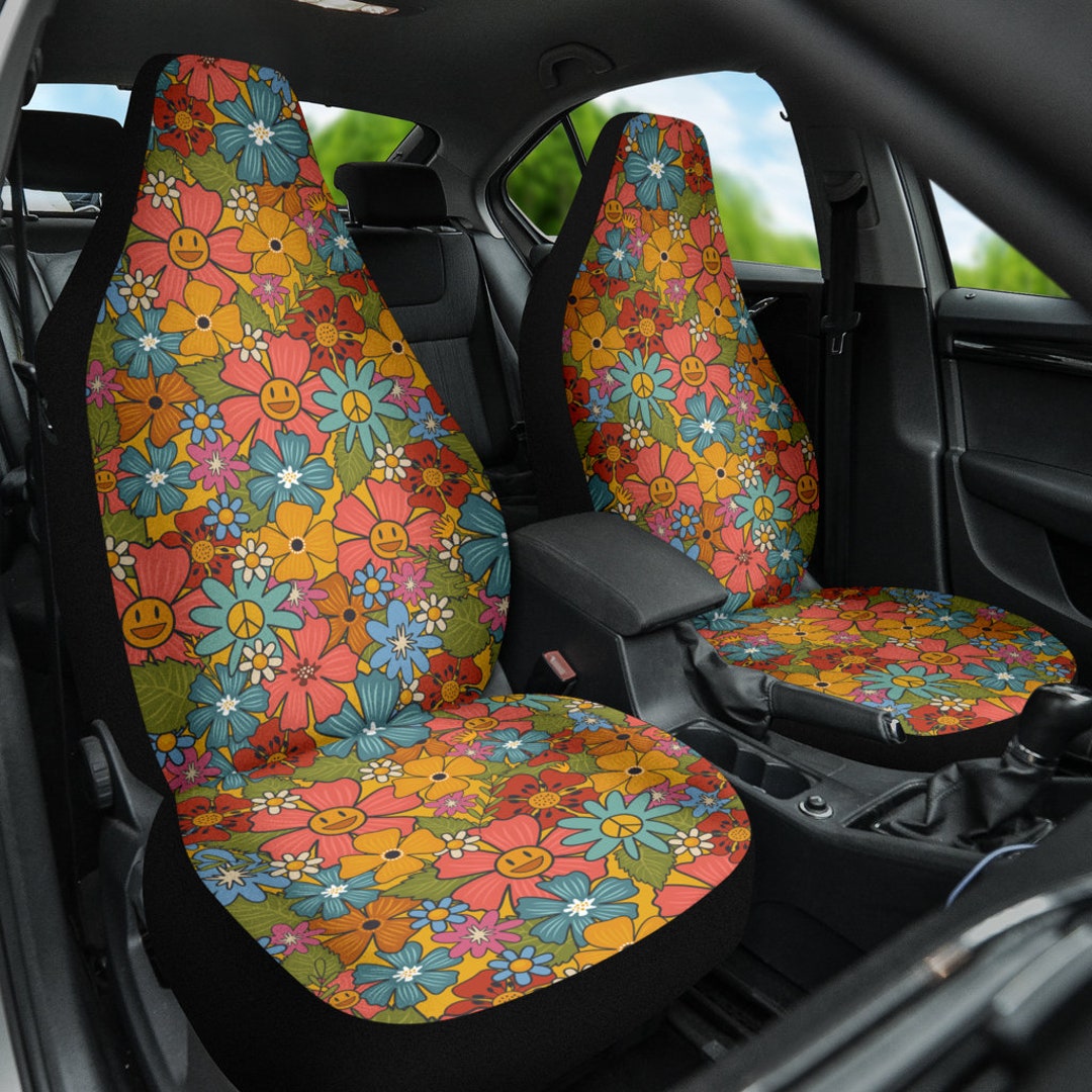 Hippie Van Car Seat Covers for Vehicle, Retro Car Seat Covers, Hippie