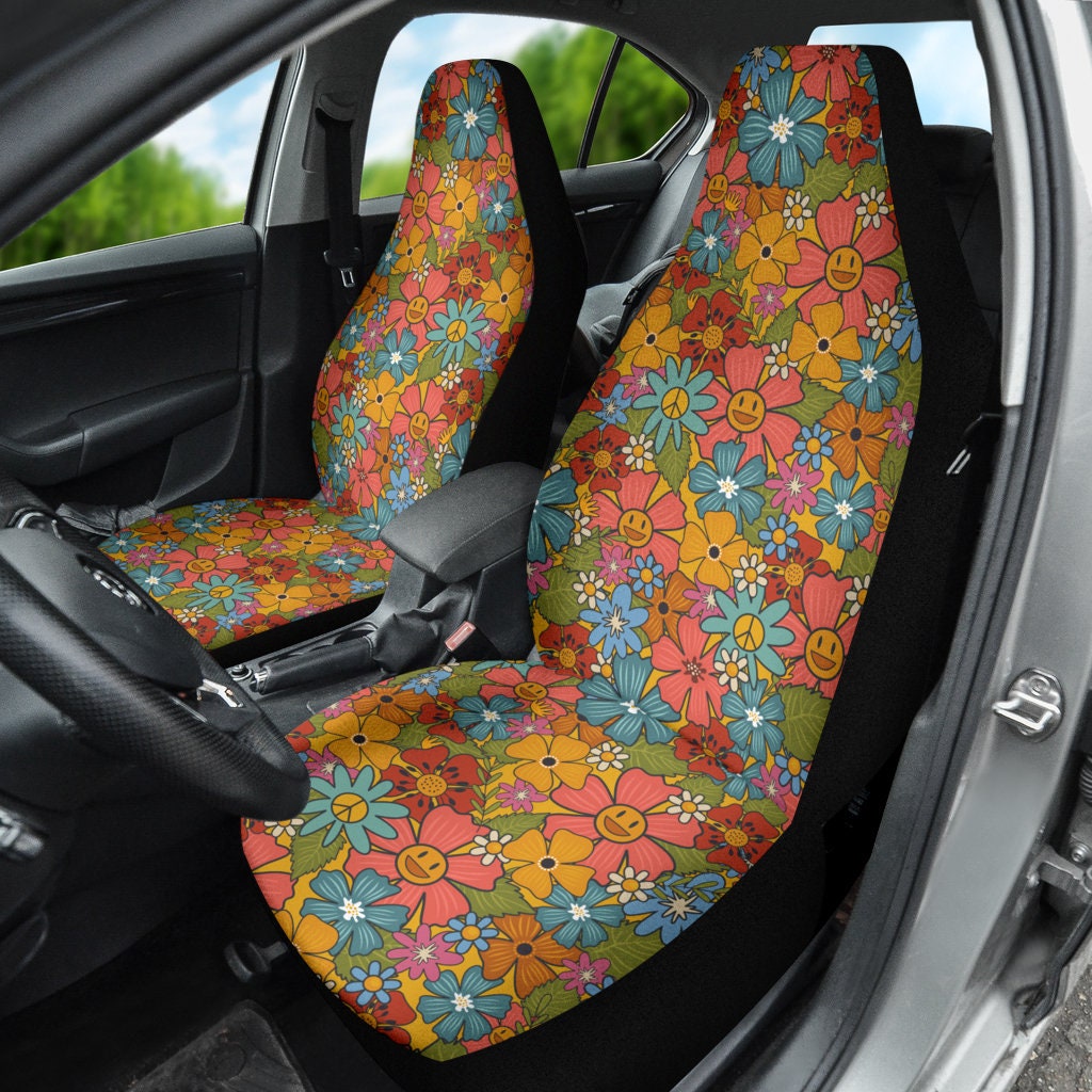 Groovy Flower Car Seat Covers for Vehicle 2 Pc, Vintage Floral 70s Hippie  Cute Front Car SUV Vans Gift Her Women Truck Protector Accessory -   Ireland