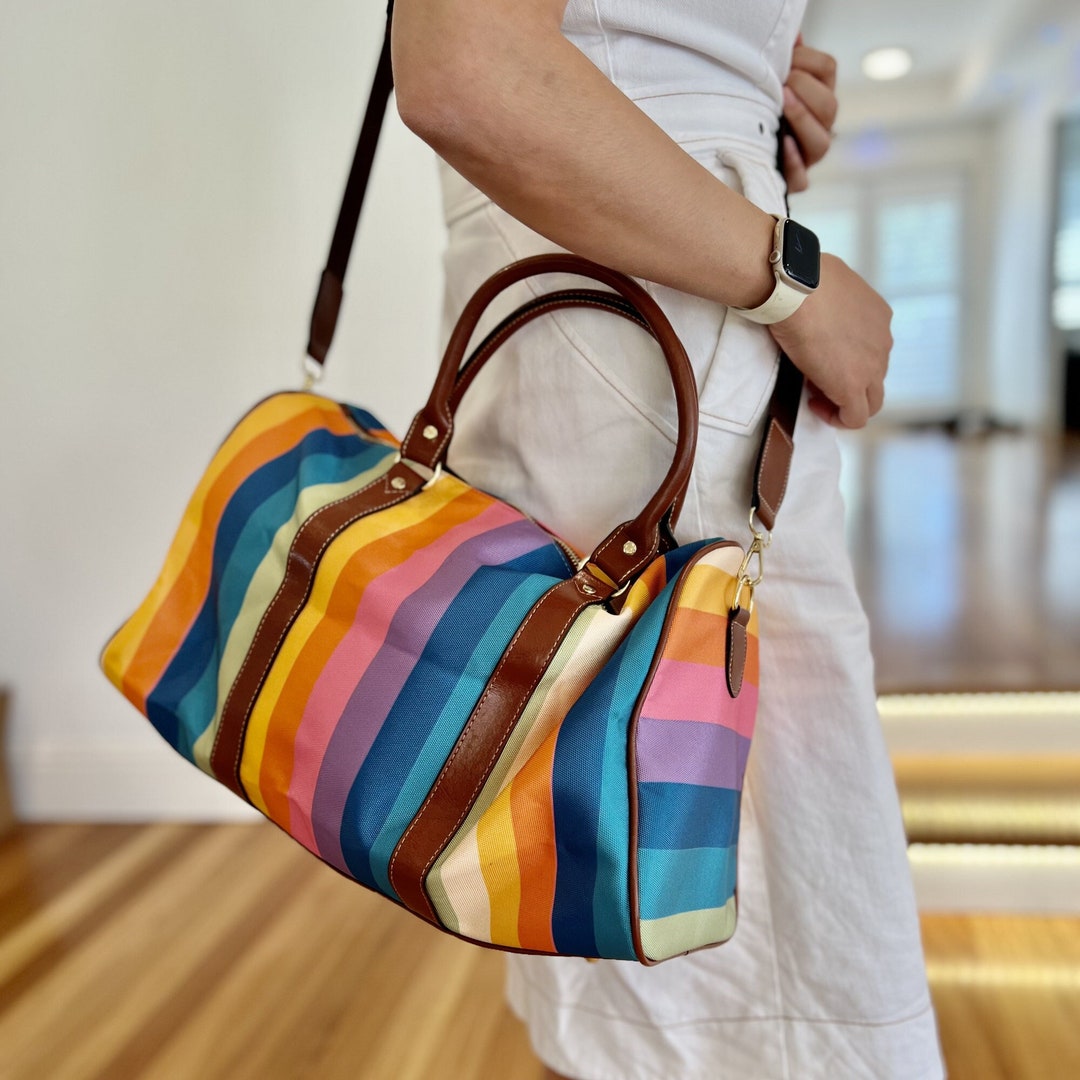 Rainbow Duffle Bag, Travel Duffle Bag, Waterproof Canvas Leather