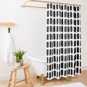 Mudcloth Shower Curtain, Extra Long Shower Curtain, Black Shower Curtain, Minimal Shower Curtain, Shower Curtain Boho, Boho Shower Curtain