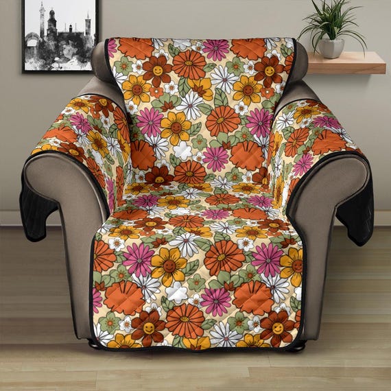 Retro Floral Print Sofa Cover Quilted Couch Cover Lounge Pet Protector Recliner Chair Cover Cottagecore Slip Cover XL Couch Sofa Cover Etsy