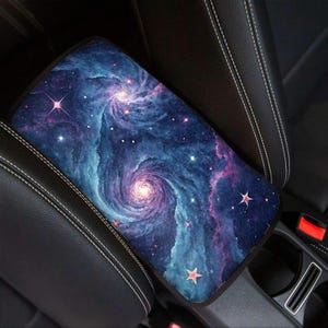 Blå Galaxy-armstödsskydd till bilen, Celestial, mittkonsolskydd till bilen, bilinredning, mittkonsolskydd, söta biltillbehör
