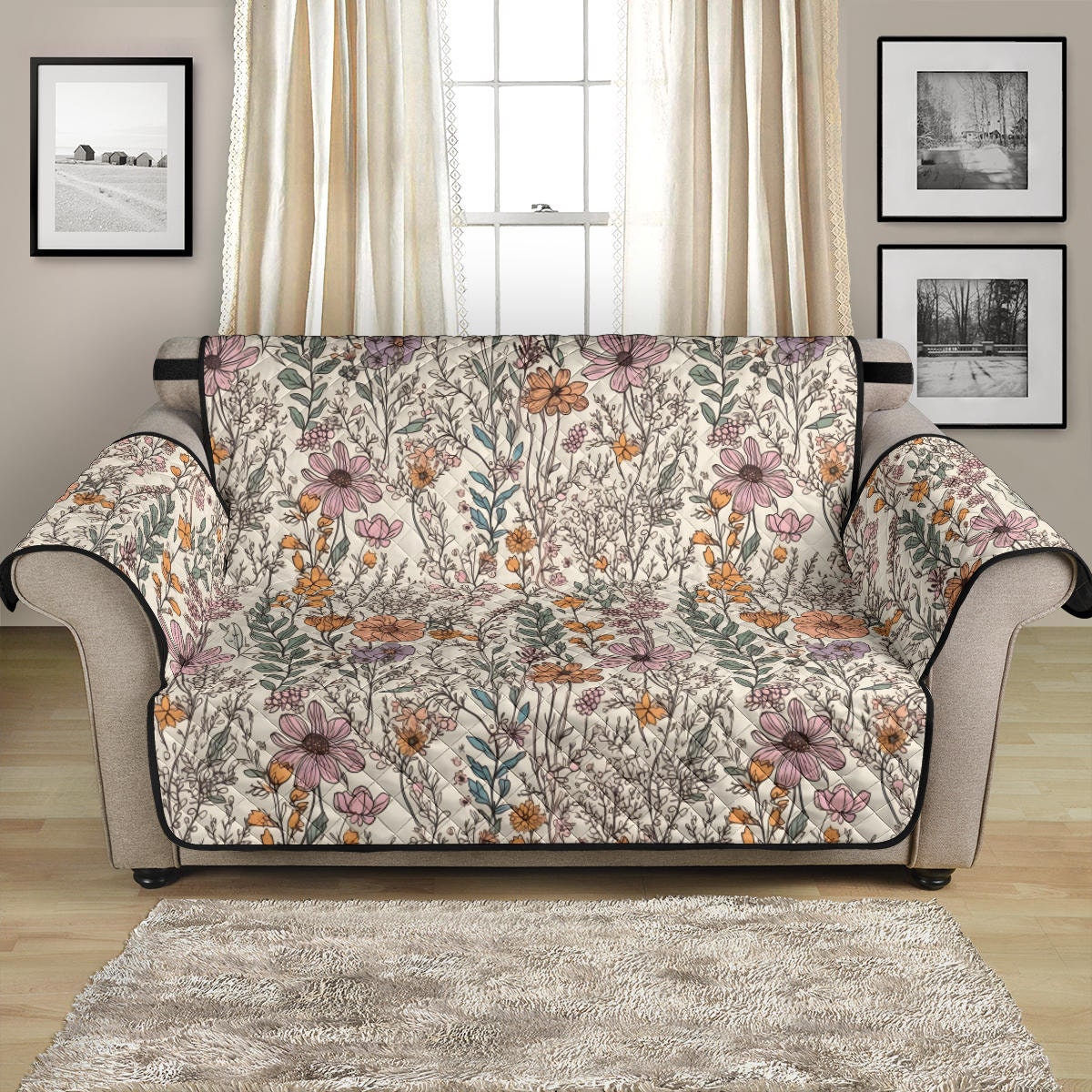 Cottagecore Decor, Meadow Flowers Couch Cover, Couch Cover for 3 Seat ...