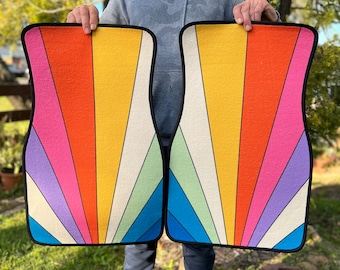 Retro Stripes Car Floor Mat, Hippie Car Mat, Car Accessories For Women, Stoner Gifts, Retro Car Accessories, Interior Car Decor, Vintage Car