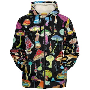 Mushroom Hoodie, Magic Mushroom Zip Hoodie, Zip Up Hoodie Women, Hoodie Men, Rave Gifts Men, Festival Outfit, Mushroom Rave Outfit, Stoner image 5