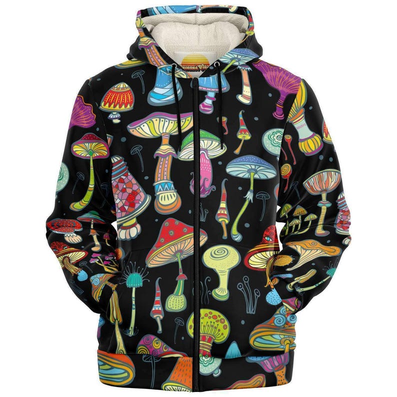 Mushroom Hoodie, Magic Mushroom Zip Hoodie, Zip Up Hoodie Women, Hoodie Men, Rave Gifts Men, Festival Outfit, Mushroom Rave Outfit, Stoner image 5