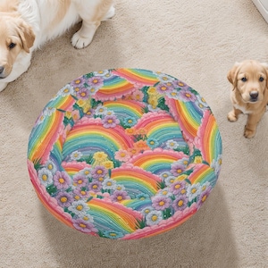Cat Bed, Colorful Dog Bed, Cute Cat Bed, Calming Cat Bed, Floral Pet Accessories, Floral Small Dog Bed, Washable Pet Bedding, Donut Dog Bed