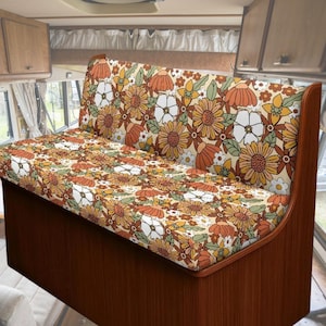 Funda de sofá para RV, accesorios retro para interiores de vehículos recreativos, regalos para vehículos recreativos, accesorios para interiores de vehículos recreativos, funda de sofá con banco floral, funda de cojín para comedor de vehículos recreativos