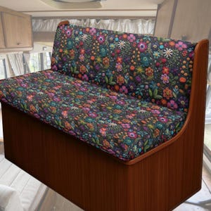 Funda de sofá para autocaravana, accesorios retro para interior de autocaravana, accesorios para interior de autocaravana, funda de sofá con diseño floral, bonita funda de cojín para comedor de autocaravana.