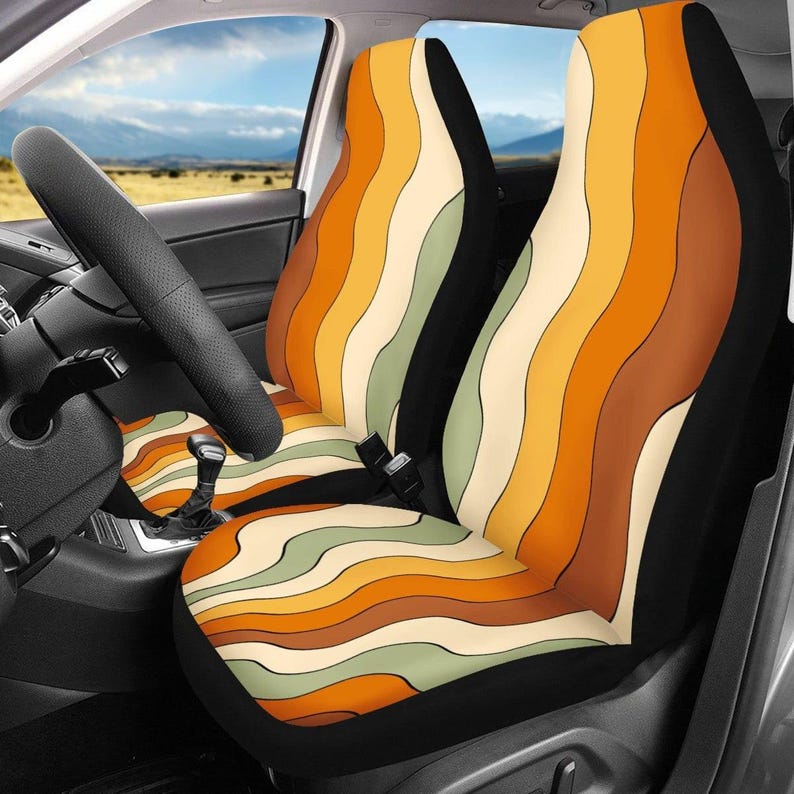 Juego completo de fundas para asientos de coche, fundas retro para asientos de coche, accesorios bohemios para coche, fundas para asientos de coche, accesorios para coche para mujeres, decoración bonita para coche Front covers only