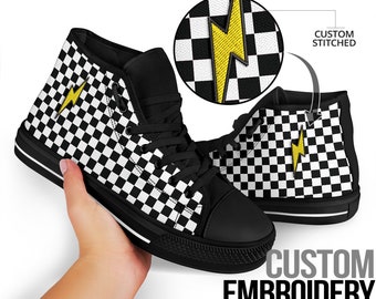 converse high tops checkered