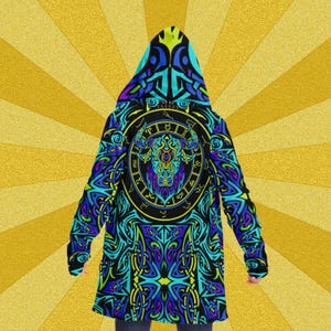 Festival Cloak, Taurus Gift, Music Festival Apparel, Taurus, Astrology Gifts Taurus, Hooded Cape, Taurus Print, Psychedelic Cloak, Trippy