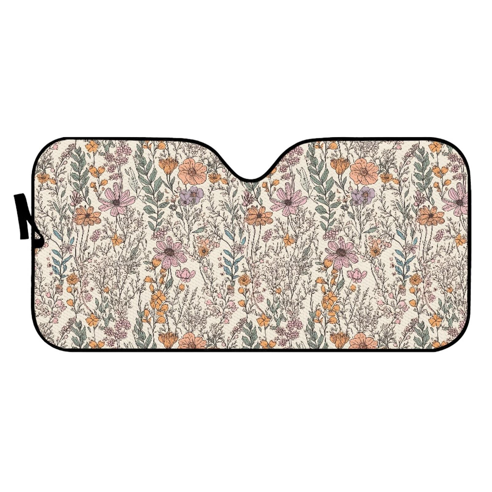 Berry Flowers White Car Sun Shade 55