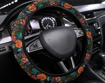 Floral Steering Wheel Cover, Steering Wheel Cover For Women, Car Wheel Cover, Steering Wheel Cover Boho, Wheel Cover For Car, Car Decor