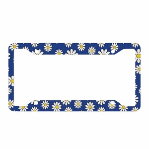 Blue Daisy License Plate Frame, License Frame, Car License Plate Frame, License Plate Cover, Car Accessories For Women, Car Accessories
