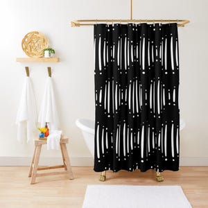 Mudcloth Shower Curtain, Extra Long Shower Curtain, Black Shower Curtain, Minimal Shower Curtain, Shower Curtain Boho, Boho Shower Curtain
