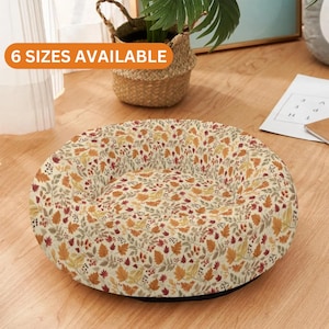 Fall Leaves Dog Bed, Cute Cat Bed, Calming Cat Bed, Cottagecore Pet Accessories, Autumn Small Dog Bed, Washable Pet Bedding, Donut Dog Beds