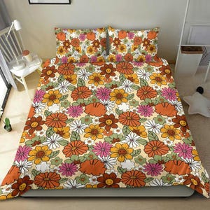 Flower Power Bedding, Retro Duvet Cover, Floral Duvet Cover, Duvet Cover Full, Duvet Cover Queen, Duvet Cover King, Duvet Cover Twin