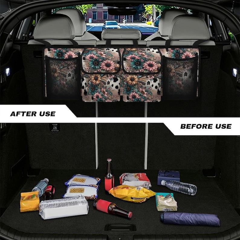 Cow Fur Car Trunk Organizer, Car Trunk Accessories, Trunk Storage, Travel Accessories, Car Storage Solution, Multi-Compartment Car Organizer
