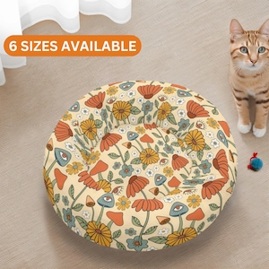 Kalmerende kattenmand, paddestoel hondenmand, schattige kattenmand, zacht rond bed voor huisdieren, cottagecore huisdieraccessoires, wasbaar beddengoed, donut hondenmand