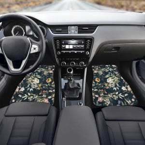 Boho Flowers Car Mats, Car Accessories For Women, Floral Car Floor Mats, Cute Car Accessories, Boho Car Mat, Cute Car Mats, Cottagecore Car image 3