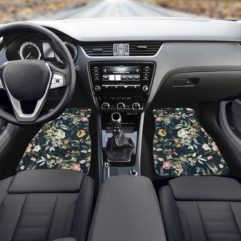 Boho Flowers Car Mats, Car Accessories For Women, Floral Car Floor Mats, Cute Car Accessories, Boho Car Mat, Cute Car Mats, Cottagecore Car image 3