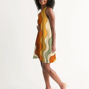 70s Dress, 70s Clothing, Retro Stripes, Large 70s Halter Dress, Sleeveless Dress, Retro Clothing Women, Music Festival, Cool Hippie Dress image 5