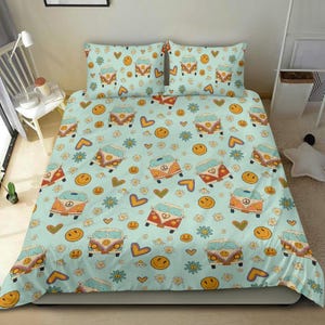 Retro Duvet Cover, Hippie Bedding, Duvet Cover Full, Duvet Cover Queen, Duvet Cover King, Duvet Cover Twin, Bedding Set Full, Dorm Bedding