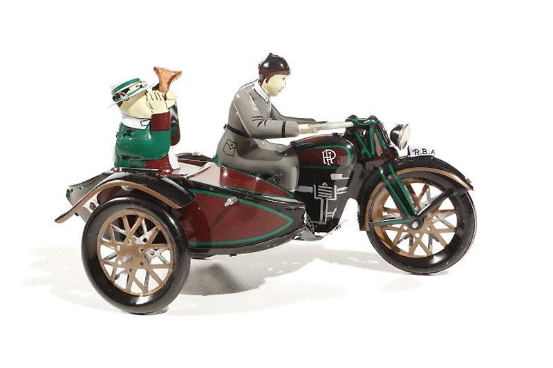 Verzameling blikken speelgoedmotoren (o.a. Technofix, JW