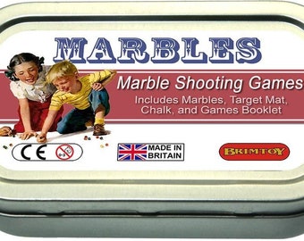 Pocket Marble Shooting Marbles, Mat Book In A Tin