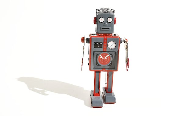 ロボット tedkunn Robo Cop Tin Toy Robot Spin Head 6 Eyes - Tin Toy Arcade
