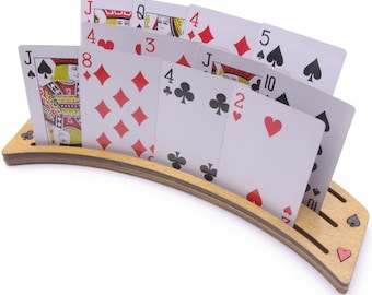 Krempe 2 x Große Spielkartenhalter aus Holz - Neues Design