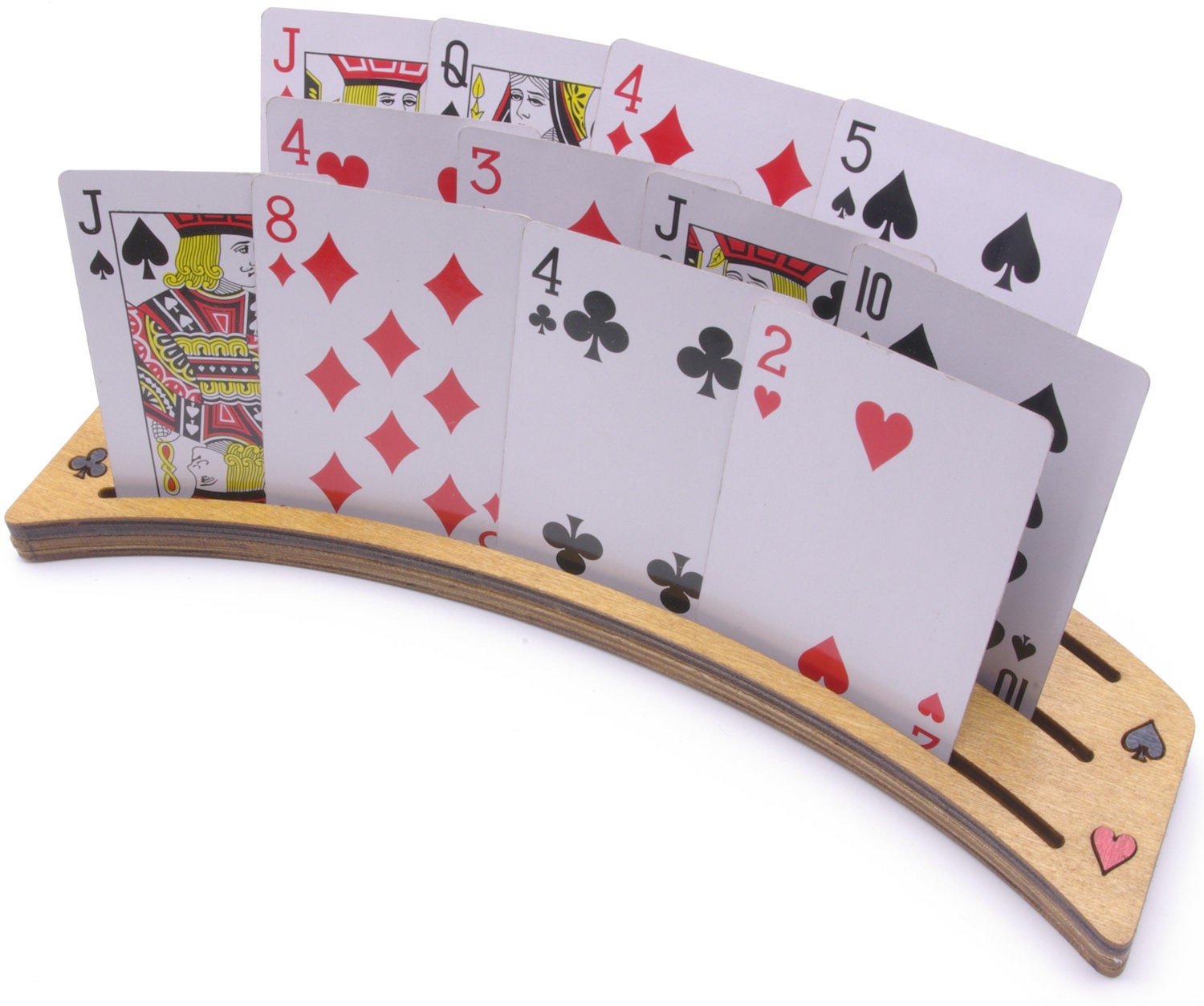 Brimtoy 4 Holz-Spielkartenhalter (35 Cm) Inkl. Spielkarten – Für Poker, Rommé & Bridge
