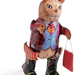 Puss In Boots Mechanical Clockwork Retro Tin Toy Replica