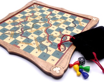 Brimtoy Snakes & Ladders traditional wooden board game