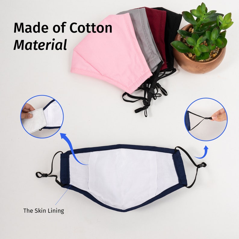 Face Mask With Filter 4 Layer Cotton Face Mask With Filter Etsy