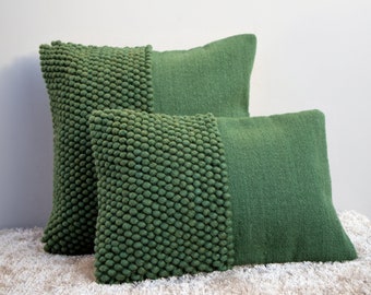 Dark Olive Green Cushion Cover -Cotton Lumber Pillow Cover - 18x18 , 20x20, 14x20 12x20 Inch Hand loom Cotton Pillow Covers