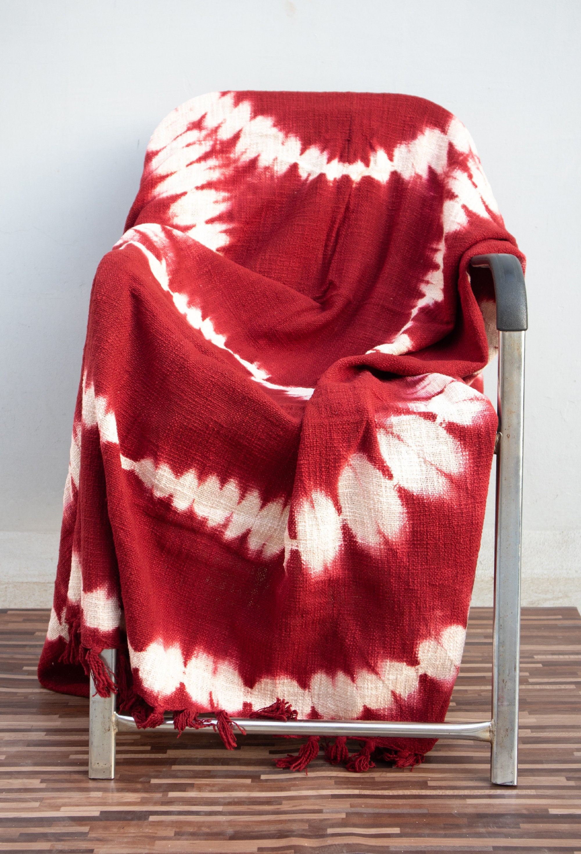 Burgundy Throw Blankets With Fringes Decorative Tie Dye Throw Blanket Deep Red Cotton Blanket 52x72 Inch Etsy Canada