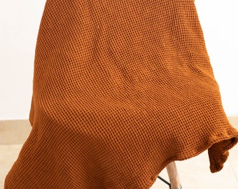 Rust Waffle Throw Blanket | Rust Orange Waffle Weave Blanket - 50x60 inch , 50x72 inches