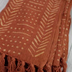 Rust Mud Cloth Throw Blanket Hand Block Throw Blanket Cotton Blanket ...